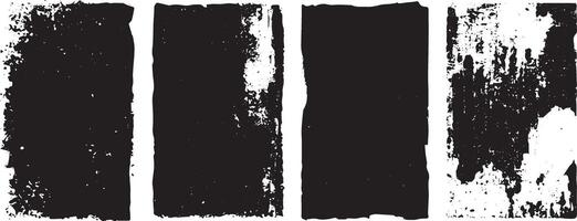 Grunge Rectangle Texture Set, Rough Ink Frames and Distressed Brush Borders vector
