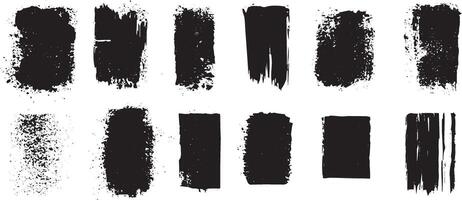Grunge Rectangle Texture Set, Distressed Ink Frames and Abstract Paint Stroke Borders vector