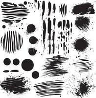 Grunge Ink Splatter and Brush Stroke Elements Set vector