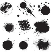 Grunge Ink Circle Splatter and Brush Stroke Set vector