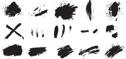 Abstract Grunge Ink Brush Stroke Set, Splatter and Texture Pack vector