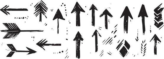 Grunge Style Hand-Drawn Arrows Collection, Arrow Set vector
