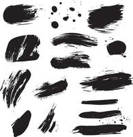 Grunge Ink Brush Strokes and Paint Splatters, Abstract Texture Set vector