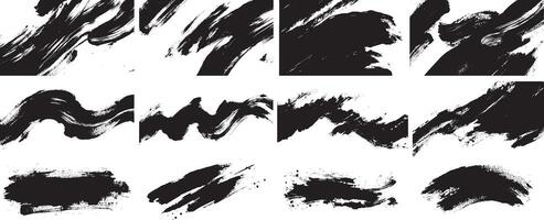 Bold Abstract Brush Stroke Texture Set, High-Resolution Black Paint Strokes for Artistic and Graphic Design Projects vector