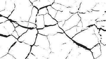 Cracked Earth Texture, Abstract Broken Surface Background, Black and White Distressed Pattern vector