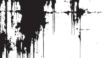 Dripping Ink Splatter Texture, Black and White Grunge Paint Drips Background vector