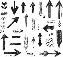 Sketch Style Hand-Drawn Arrows Set, Directional Elements vector