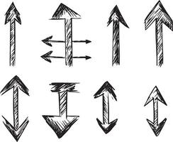 Sketch Style Arrow Set, Hand Drawn Directional Arrows vector