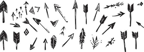 Rustic Tribal Arrows, Hand-Drawn Sketch Arrow Set vector