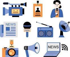 A collection of journalism and press-related illustrations, perfect for media content, news themes, editorial design, and communication projects. vector