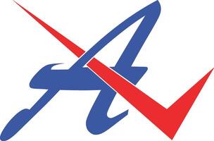 Blue and Red Letter A Logo Design vector