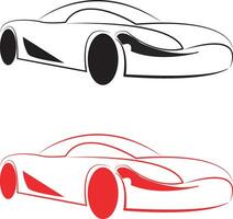 Stylish line art car logo in black and red colors. Sleek, modern design ideal for automotive branding, garages, racing themes, or car-related businesses. Clean and isolated vector
