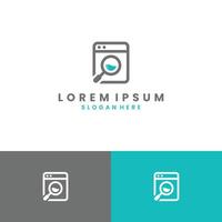 laundry search logo design modern concept, washing machine and magnifying for app icon vector
