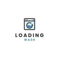 Modern circular wash icon with arrow, clean drum, bubbles, cycle motion, laundry service symbol. vector
