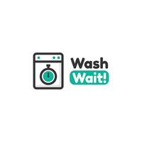 Modern laundry icon design with washer, timer, clean clothes, detergent, and textile service symbol. vector