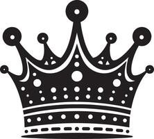 A black and white illustration of a crown with circular accents and a regal design element present vector