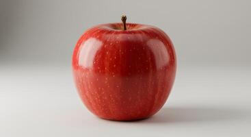 A red apple is shown on a white surface photo
