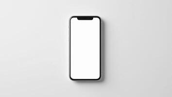 Smartphone Mockup on White Background, Blank Screen for Display, Clean Minimalist Tech Presentation, Modern Device Showcase photo