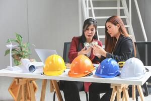 Group of engineer and architecture working together at project site, Team meeting and brainstorming concepts photo