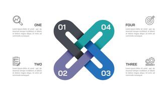 Cross loop infinity Infographic. 4 Options for business development. Presentation, Information, Plan and Strategy. vector