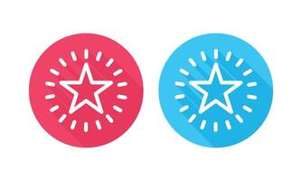 Star Icons Displaying in Red and Blue with Long Shadow. vector