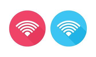 Wireless WiFi Icon Displaying in Red and Blue with Long Shadow. vector