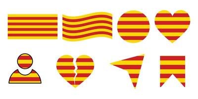 Collection of Catalan Flag Designs in Various Shapes. vector