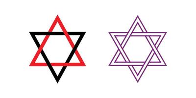 Two Red and Black Interlocking Stars of David Designs. vector