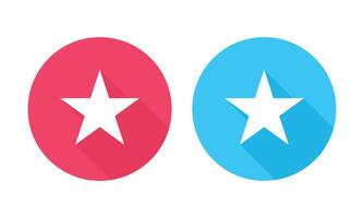Star Icon Displaying in Red and Blue with Long Shadow. vector