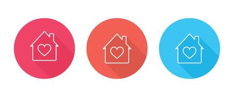 House icons with hearts, representing warmth and belonging. House with heart inside. vector