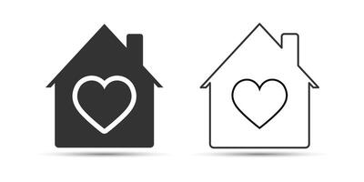 A loving home icon, representing warmth and belonging. House with heart inside. vector