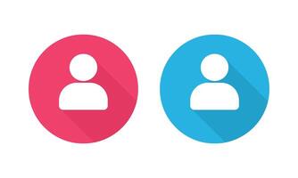 User Circular Icons Displaying in Red and Blue with Long Shadow. vector