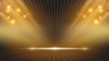 Black and Gold lighting stage background abstract geometric shapes luxury design wallpaper.Realistic layer elegant futuristic light.Cover layout template. vector