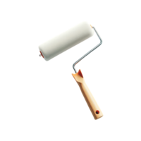 Smooth paint application with a white fabric roller and wooden handle png