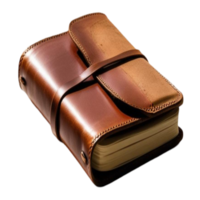 Closed Leather Notebook with Strap Closure and Rich Brown Color png