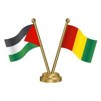 Palestine and Guinea table flags. vector