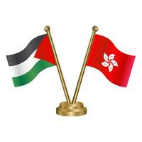 Palestine and Hong Kong table flags. vector