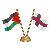 Palestine and Faroe Islands table flags. vector