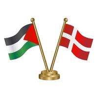 Palestine and Denmark table flags. vector