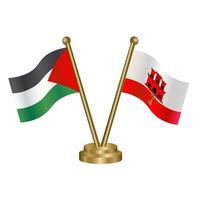 Palestine and Gibraltar table flags. vector