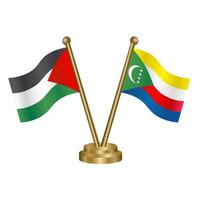 Palestine and Comoros table flags. vector