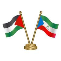 Palestine and Equatorial Guinea table flags. vector