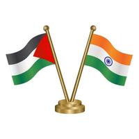 Palestine and India table flags. vector