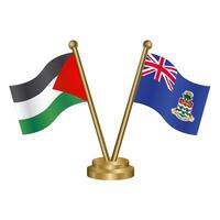 Palestine and Cayman Islands table flags. vector