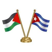 Palestine and Cuba table flags. vector