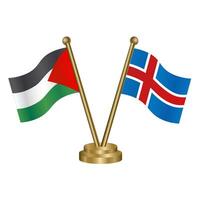 Palestine and Iceland table flags. vector