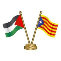 Palestine and Catalonia table flags. vector