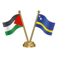 Palestine and Curacao table flags. vector