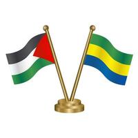 Palestine and Gabon table flags. vector