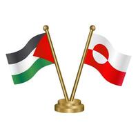 Palestine and Greenland table flags. vector